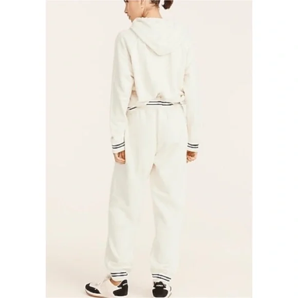 J.CREWUniversity Terry Hoodie & Jogger Set in Natural Striped Cuffs, Size S